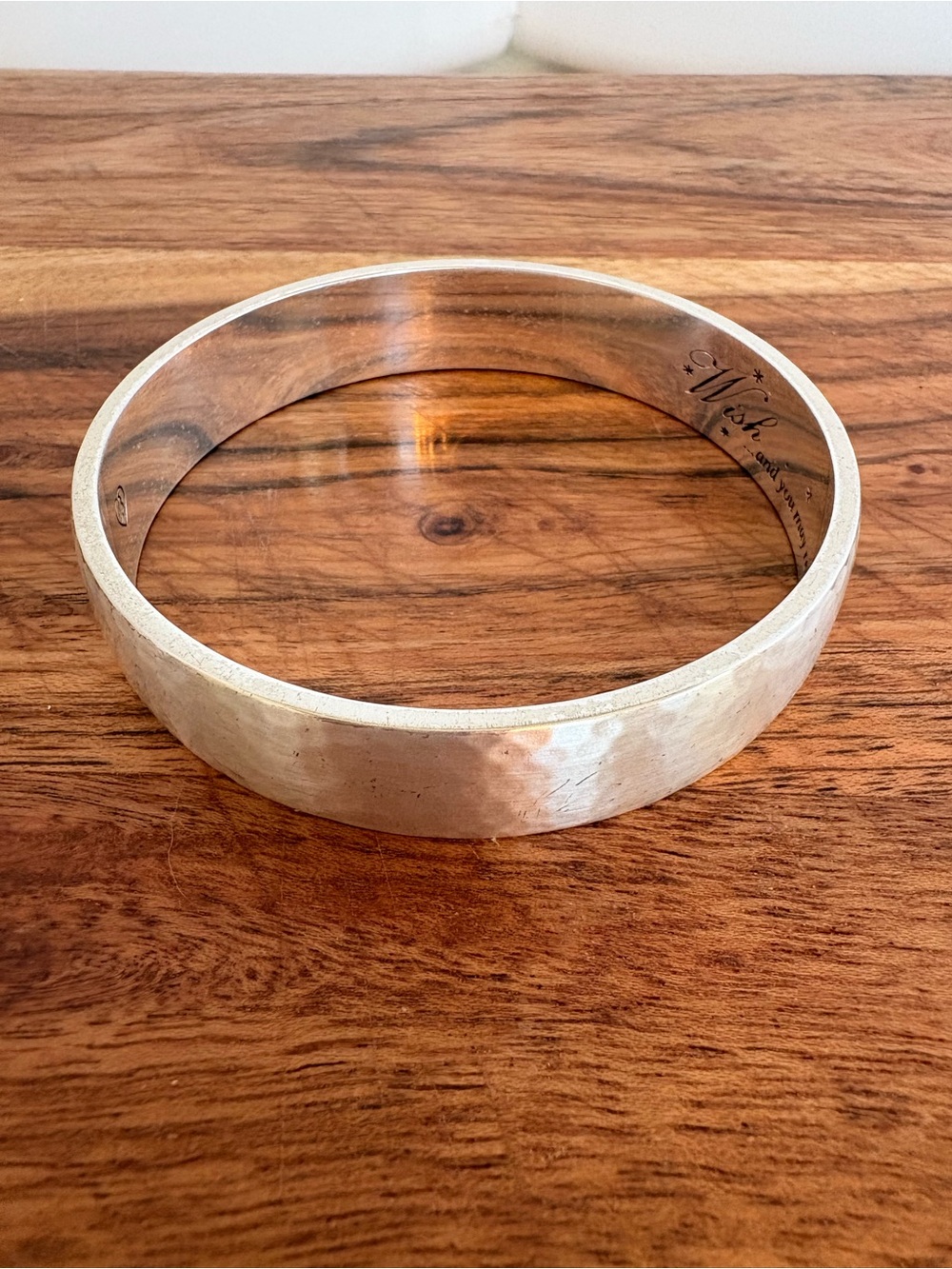 Brighton brand "Wish" bracelet featuring an engraved interior quote.